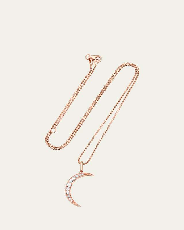 14k Rose Gold Diamond Crescent Moon Necklace